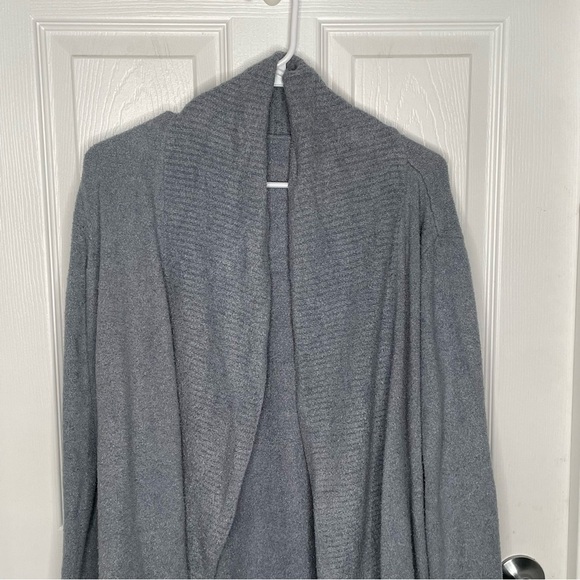 Barefoot Dreams CozyChic Lite Open Front Circle Cardigan in Blue/Gray L/XL - Picture 3 of 11